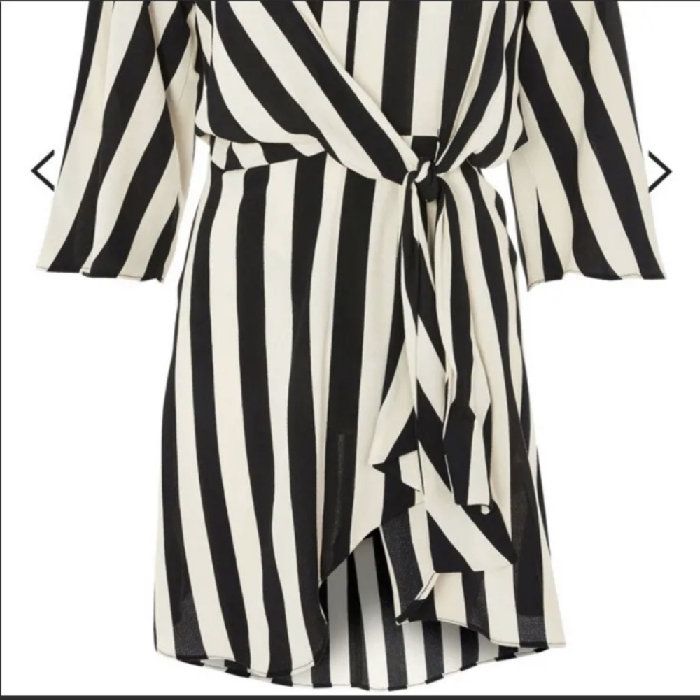 Topshop Stripped Knot Front Dress - Picture 3 of 6